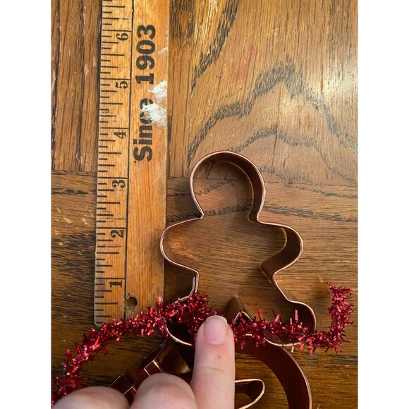 Set Of 4 Copper Cookie Cutters - Gingerbread Candy Cane & Tree Shapes - Picture 2 of 5